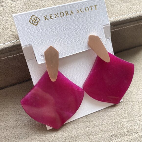 Kendra Scott Astoria Earrings, Rose Gold Purple Agate - Picture 3 of 3